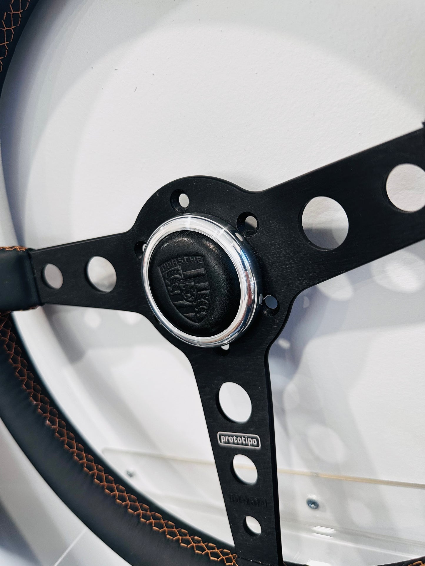Small Aluminum Horn Button W/ Black Leather