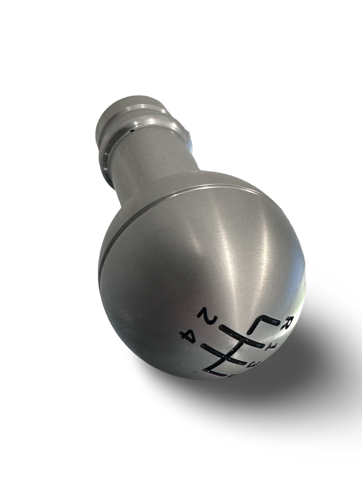 Stunning 2 piece 5-speed aluminum gear shifter knob accented with sleek black numerical markings.