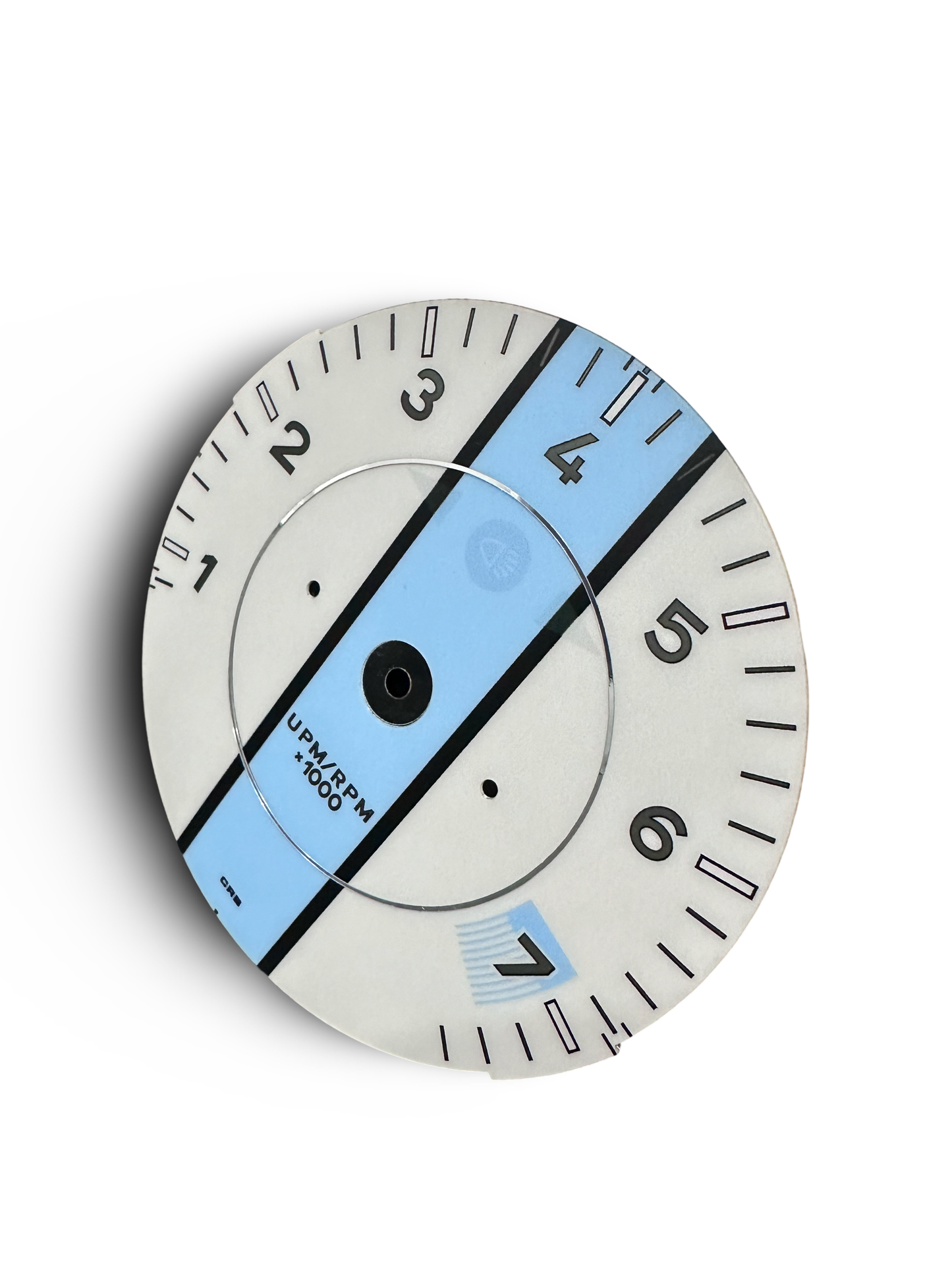 Gorgeous Tachometer Dial 964 993 Without Board Computer. Off-White - Chrome Circle - Light Blue Center W/Black Numbers. One available.