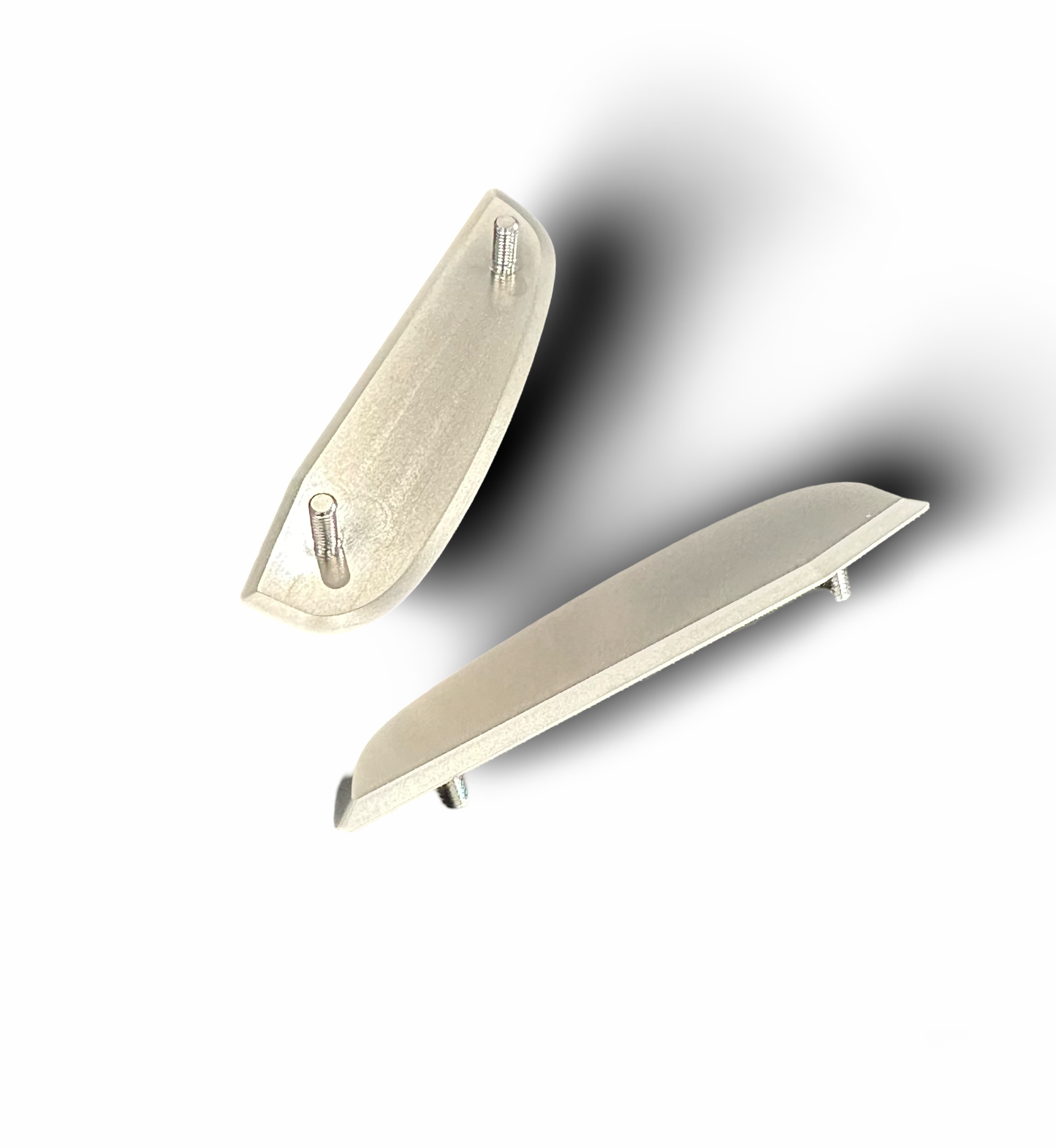Set of top dash aluminum end caps 964 and 993, featuring a satin nickel finish.
