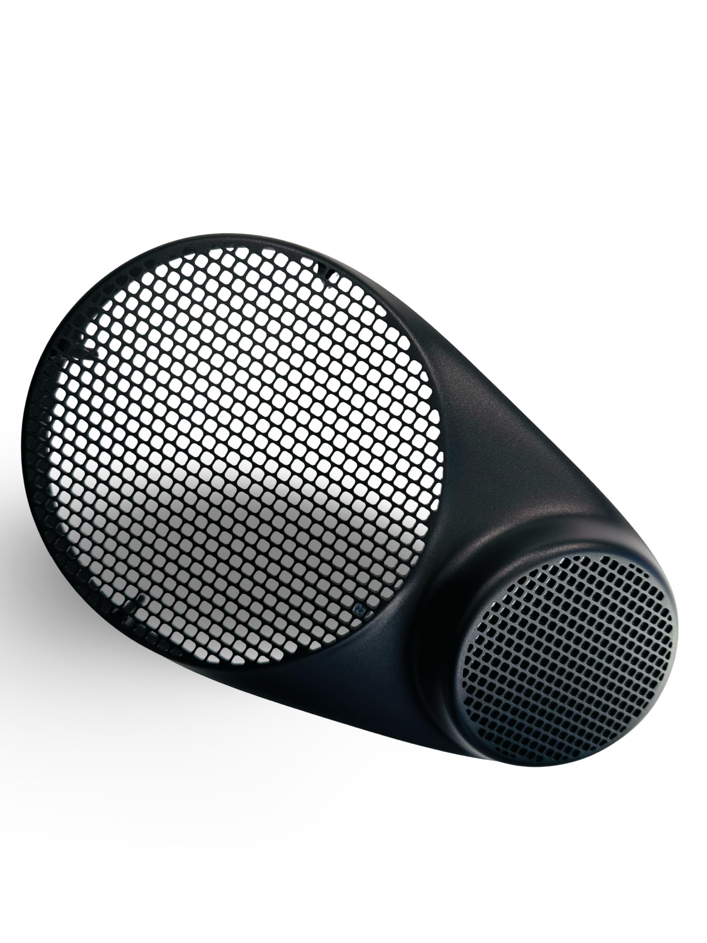 993 Black Anodized Aluminum Front Speaker Covers. Bespoke item, only one set available.