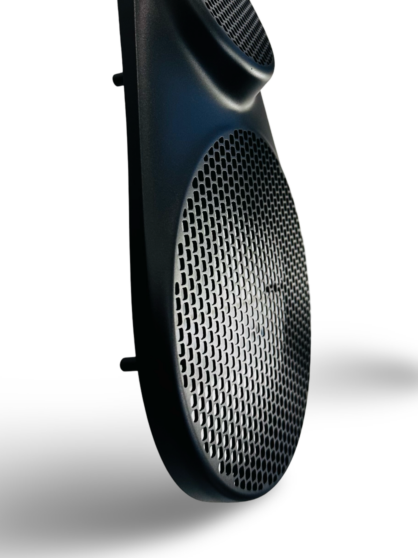 993 Black Anodized Aluminum Front Speaker Covers. Bespoke item, only one set available.