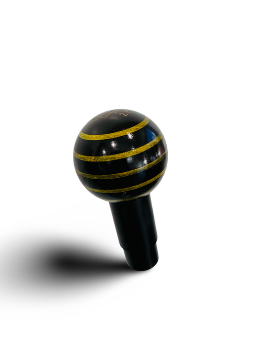Bespoke Wood Engraved 5 Speed Gearshift Knob. Only one available…Black Anodized / Yellow Striped. Gorgeous!