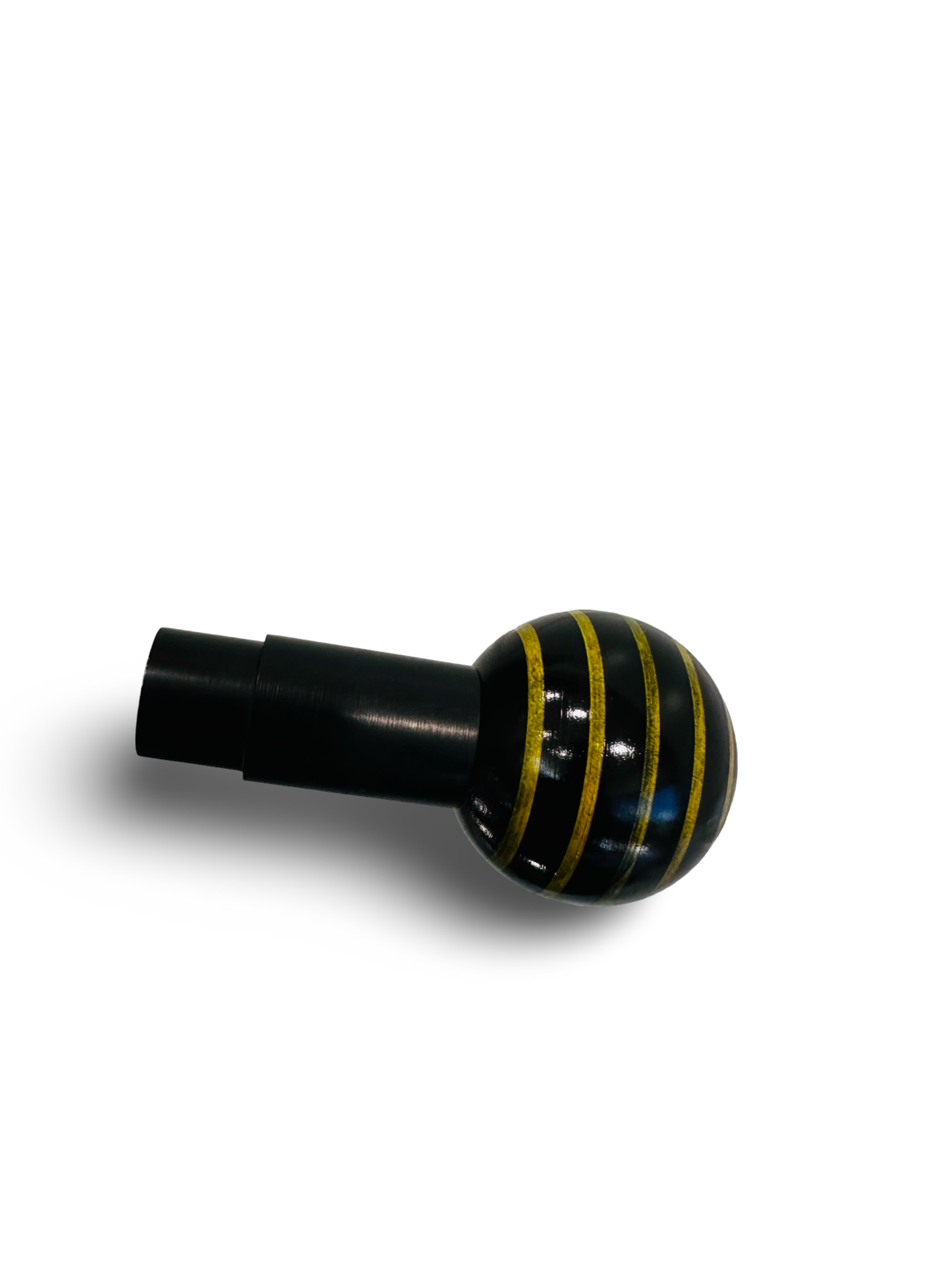 Bespoke Wood Engraved 5 Speed Gearshift Knob. Only one available…Black Anodized / Yellow Striped. Gorgeous!