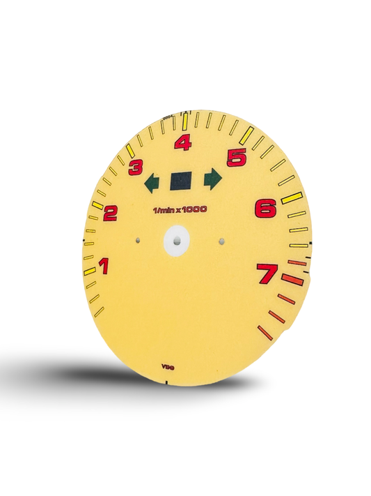 Speedometer Dial 964 993 Tachometer Without Board Computer. Speed Yellow W/ Red Numbers.  One available.