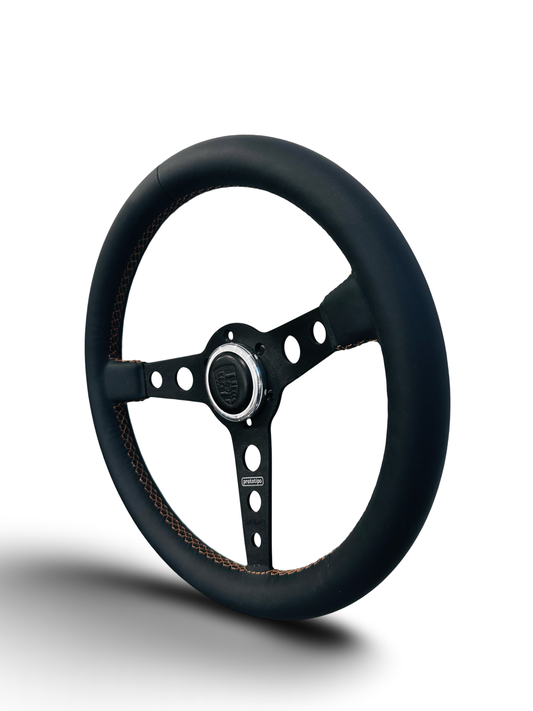 Small Aluminum Horn Button W/ Black Leather