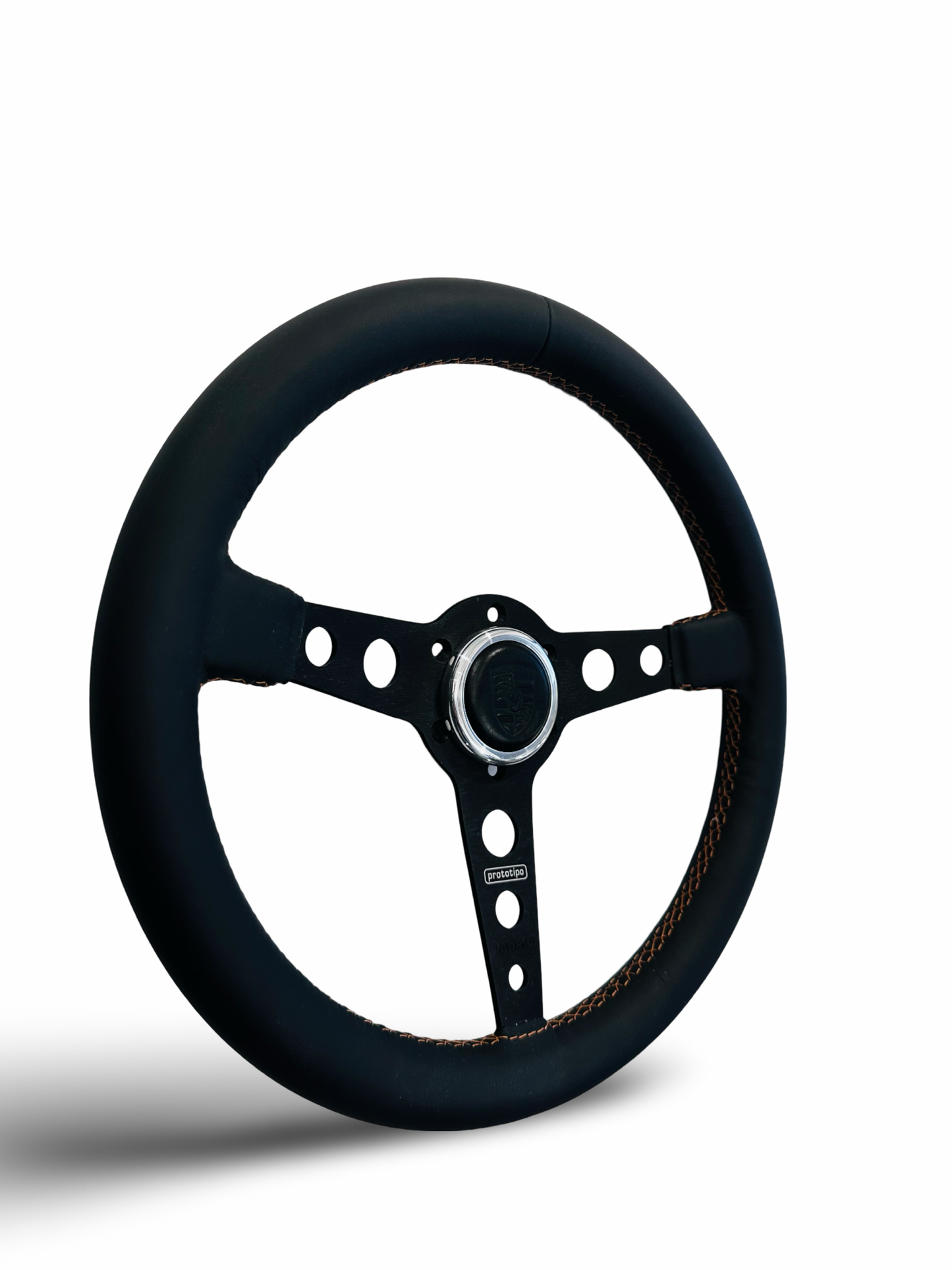 Small Aluminum Horn Button W/ Black Leather