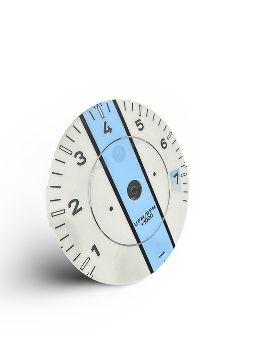 Gorgeous Tachometer Dial 964 993 Without Board Computer. Off-White - Chrome Circle - Light Blue Center W/Black Numbers.  One available.