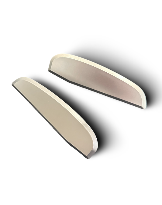 Set of top dash aluminum end caps 964 and 993, featuring a satin nickel finish.